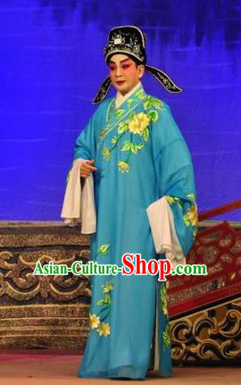 Unhappy Marriage Chinese Guangdong Opera Niche Apparels Costumes and Headwear Traditional Cantonese Opera Xiaosheng Garment Scholar Clothing