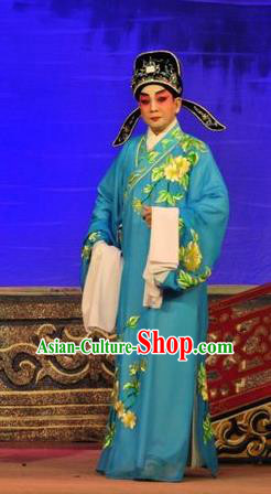 Unhappy Marriage Chinese Guangdong Opera Niche Apparels Costumes and Headwear Traditional Cantonese Opera Xiaosheng Garment Scholar Clothing