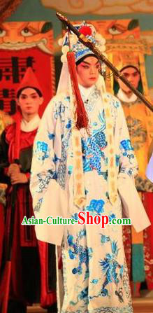 Xu Jiujing Chinese Guangdong Opera Wusheng Apparels Costumes and Headwear Traditional Cantonese Opera Martial Male Garment Swordsman Liu Yu Clothing