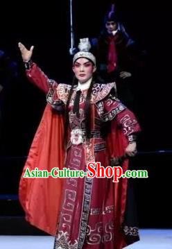Yi Shui Han Chinese Guangdong Opera Martial Male Apparels Costumes and Headwear Traditional Cantonese Opera Wusheng Garment Hero Jing Ke Clothing