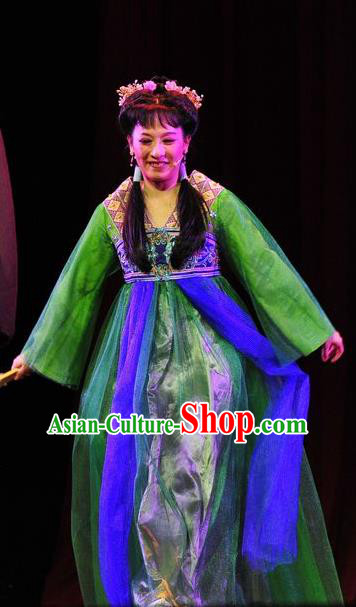 Chinese Historical Drama Lv Zhu Nv Chuan Qi Ancient Young Lady Garment Costumes Traditional Country Woman Dress Village Girl Apparels and Headdress
