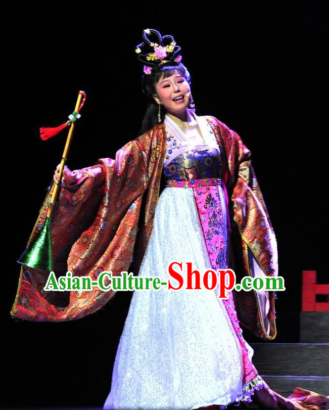 Chinese Historical Drama Lv Zhu Nv Chuan Qi Ancient Rich Concubine Garment Costumes Traditional Young Woman Dress Actress Apparels and Headdress