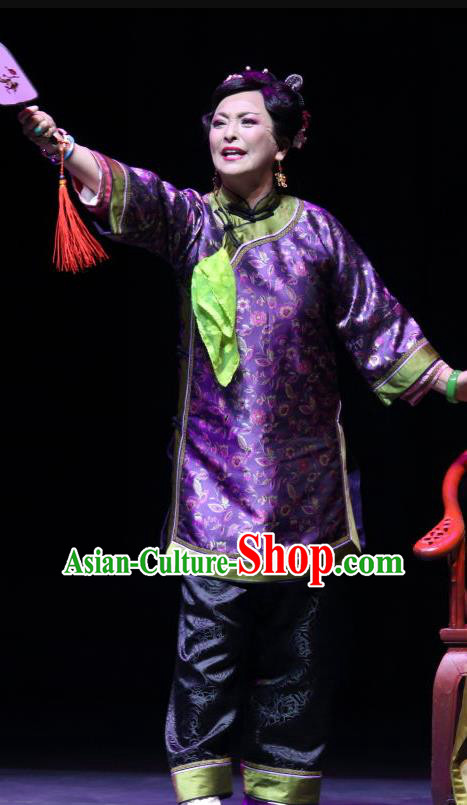 Chinese Historical Drama Wang Fu Jing Ancient Hostess Garment Costumes Traditional Qing Dynasty Mistress Dress Dame Purple Apparels and Headdress