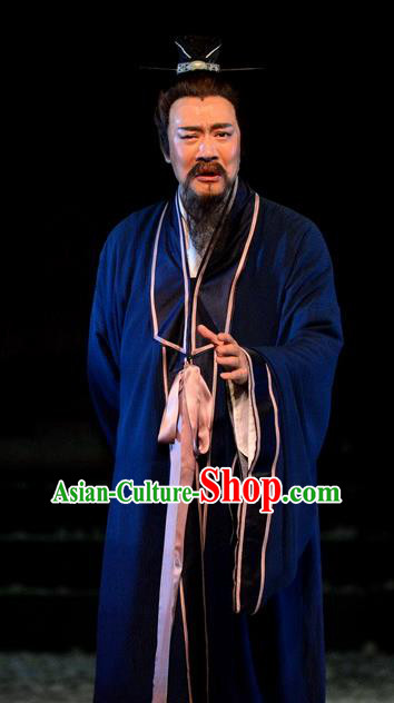 Chinese Traditional Song Dynasty Elderly Male Apparels Costumes Historical Drama Phoenix Hairpin Ancient Poet Lu You Garment Scholar Clothing and Headwear