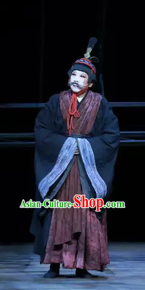 Chinese Traditional Stage Performance Clown Apparels Costumes Historical Drama The Prince of Lanling Ancient Actor Garment Clothing and Headwear
