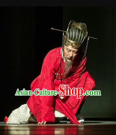 Chinese Traditional Ming Dynasty Minister Clothing Stage Performance Historical Drama Apparels Costumes Ancient Official Zhang Juzheng Garment and Headwear