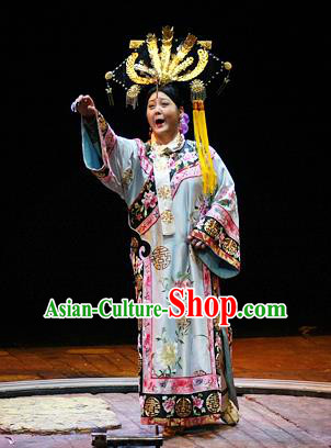 Chinese Historical Drama Ancient Empress Dowager Garment Costumes Traditional Stage Show Cixi Dress Qing Dynasty Queen Mother Apparels and Headpieces