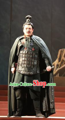 Chinese Traditional Qin Dynasty General Clothing Stage Performance Historical Drama King of Nanyue Apparels Costumes Ancient Warrior Armor Garment and Headwear