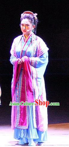 Chinese Historical Drama Ballast Stone Ancient Mistress Garment Costumes Traditional Stage Show Actress Dress Three Kingdoms Period Young Female Apparels and Headpieces