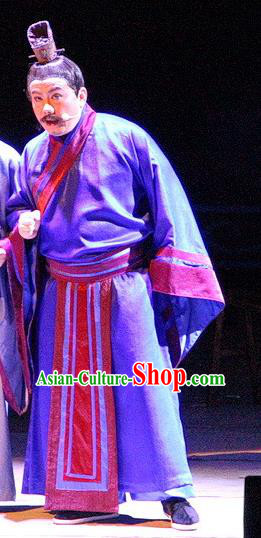 Chinese Traditional Three Kingdoms Period Official Clothing Stage Performance Historical Drama Ballast Stone Apparels Costumes Ancient Elderly Male Garment and Headwear