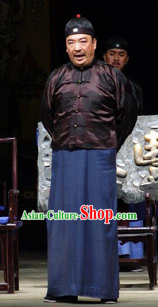Chinese Traditional Qing Dynasty Merchant Ma Honghan Clothing Stage Performance Historical Drama Autumn Begins Apparels Costumes Ancient Shanxi Shopkeeper Garment and Headwear