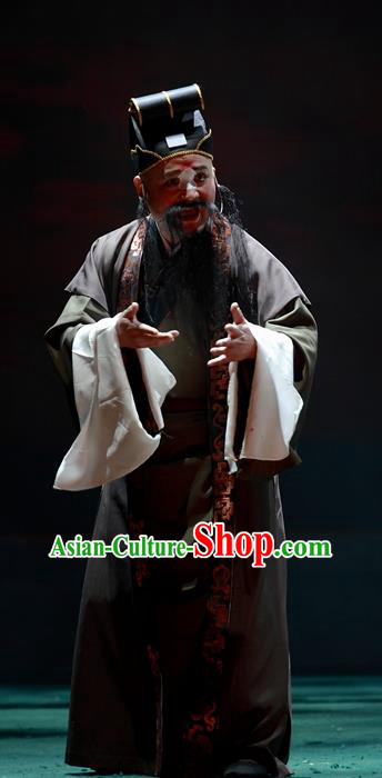 Cao Min Song Shijie Chinese Sichuan Opera Clown Apparels Costumes and Headpieces Peking Opera Highlights Chou Role Garment Old Man Clothing