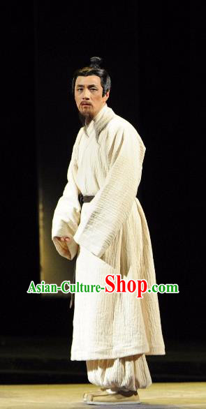 Chinese Traditional Han Dynasty Scholar Clothing Stage Performance Historical Drama Sima Qian Apparels Costumes Ancient Male Garment and Headwear
