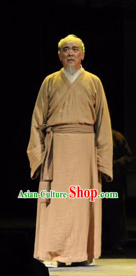 Chinese Traditional Han Dynasty Historian Clothing Stage Performance Historical Drama Sima Qian Apparels Costumes Ancient Elderly Scholar Garment and Headwear