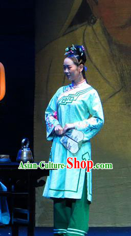 Chinese Historical Drama Yinzhan Naxi Ancient Servant Girl Garment Costumes Traditional Stage Show Dress Qing Dynasty Maid Lady Apparels and Headpieces