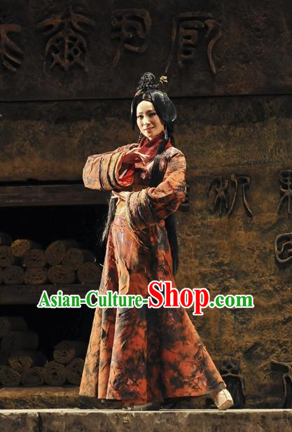 Chinese Historical Drama Fu Sheng Ancient Young Beauty Garment Costumes Traditional Stage Show Dress Qin Dynasty Female Apparels and Headpieces