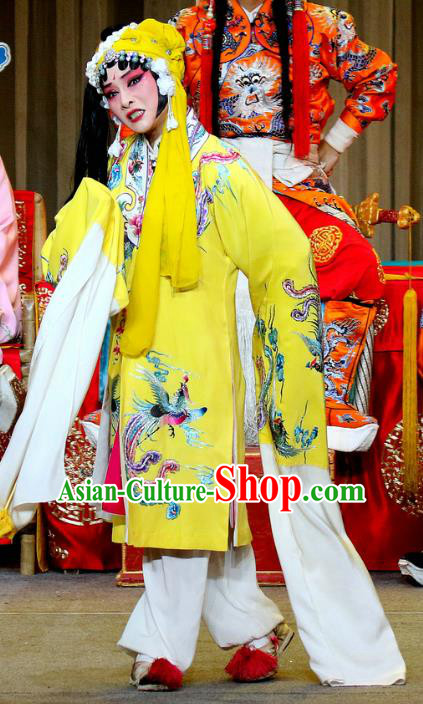 Chinese Sichuan Opera Highlights Actress Garment Costumes and Headdress Tie Long Mount Traditional Peking Opera Imperial Consort Du Dress Apparels