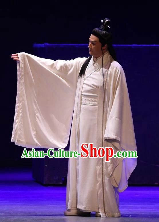 Chinese Traditional Jin Dynasty Young Male Clothing Stage Performance Historical Drama Guang Ling San Apparels Costumes Ancient Scholar Ruan Ji Garment and Headwear