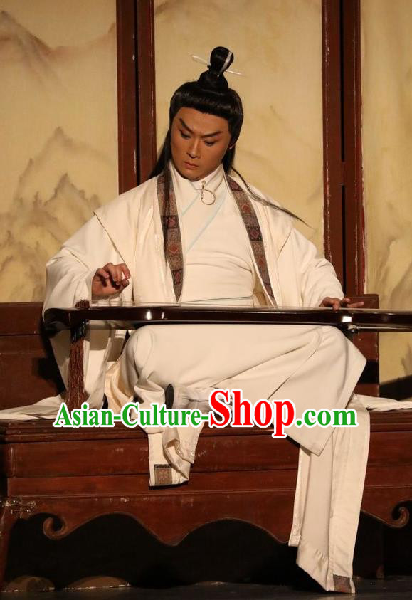 Chinese Traditional Jin Dynasty Gifted Youth Clothing Stage Performance Historical Drama Guang Ling San Apparels Costumes Ancient Scholar Ji Kang Garment and Headwear
