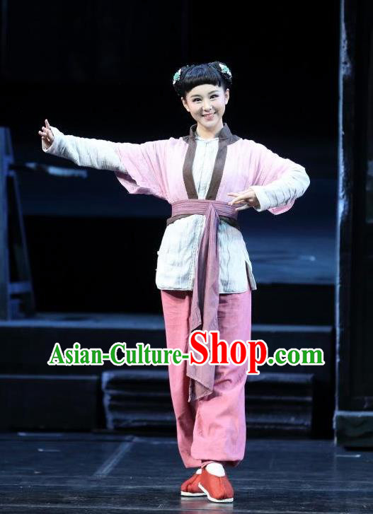 Chinese Historical Drama Yangshi Lei Ancient Village Girl Garment Costumes Traditional Stage Show Dress Qing Dynasty Young Lady Apparels and Headpieces