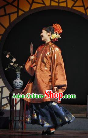 Chinese Historical Drama Peach Blossom Fan Ancient Geisha Garment Costumes Traditional Stage Show Dress Ming Dynasty Courtesan Apparels and Headpieces