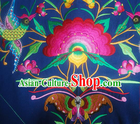 Chinese Traditional Ethnic Embroidered Butterfly Flower Navy Patch Decoration Embroidery Applique Craft Embroidered Triangle Accessories