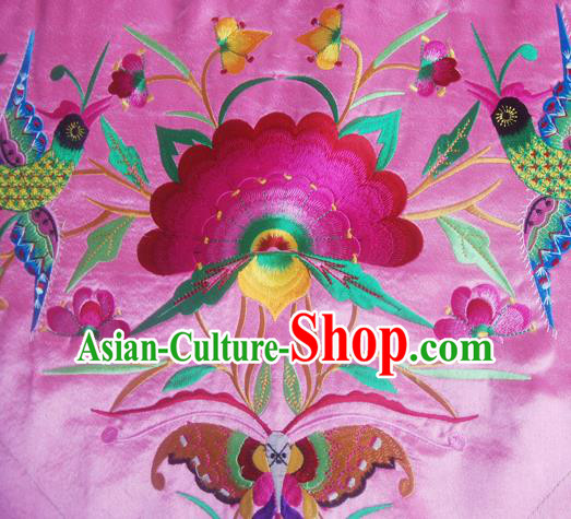 Chinese Traditional Ethnic Embroidered Butterfly Flower Pink Patch Decoration Embroidery Applique Craft Embroidered Triangle Accessories