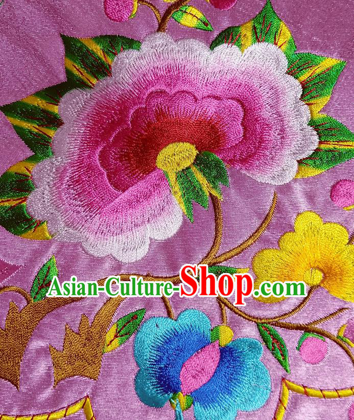 Chinese Traditional Embroidered Flowers Violet Patch Decoration Embroidery Applique Craft Embroidered Bellyband Accessories