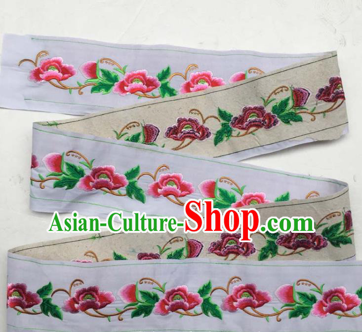 Chinese Traditional Embroidered Flowers White Patch Decoration Embroidery Applique Craft Embroidered Accessories