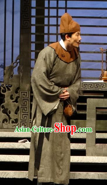 Chinese Traditional Song Dynasty Civilian Male Clothing Stage Performance Historical Drama Han Wengong Apparels Costumes Ancient Businessman Garment and Headwear