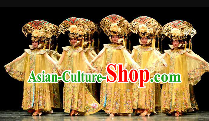 Chinese Dance Drama The Summer Palace Ancient Palace Lady Garment Costumes Traditional Stage Show Dress Qing Dynasty Court Maid Apparels and Headpieces