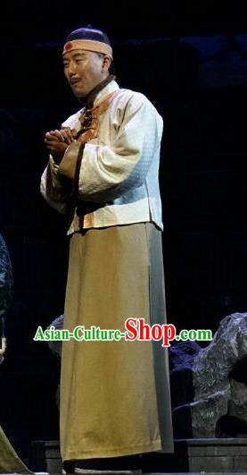 Chinese Traditional Qing Dynasty Scholar Yang Zichao Clothing Stage Performance Historical Drama Apparels Costumes Ancient Bookman Garment and Headwear