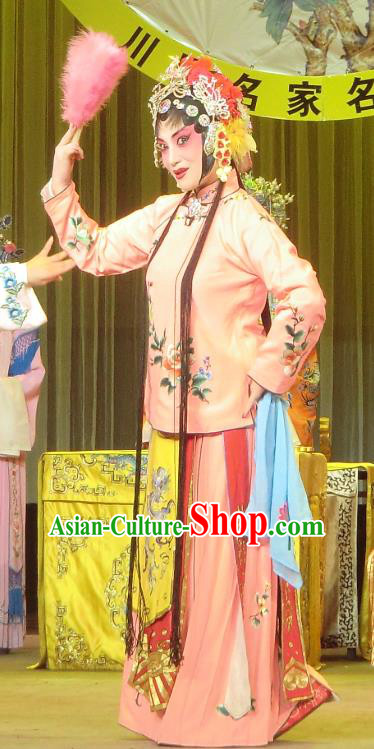 Chinese Sichuan Opera Highlights Rani Garment Costumes and Headdress He Gong Huan Qing Traditional Peking Opera Hua Tan Dress Princess Consort Apparels