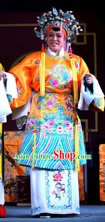Chinese Sichuan Opera Highlights Countess Garment Costumes and Headdress He Gong Huan Qing Traditional Peking Opera Pantaloon Dress Empress Dowager Apparels