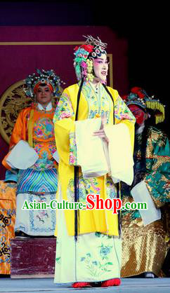 Chinese Sichuan Opera Highlights Queen Garment Costumes and Headdress He Gong Huan Qing Traditional Peking Opera Empress Dress Hua Tan Apparels