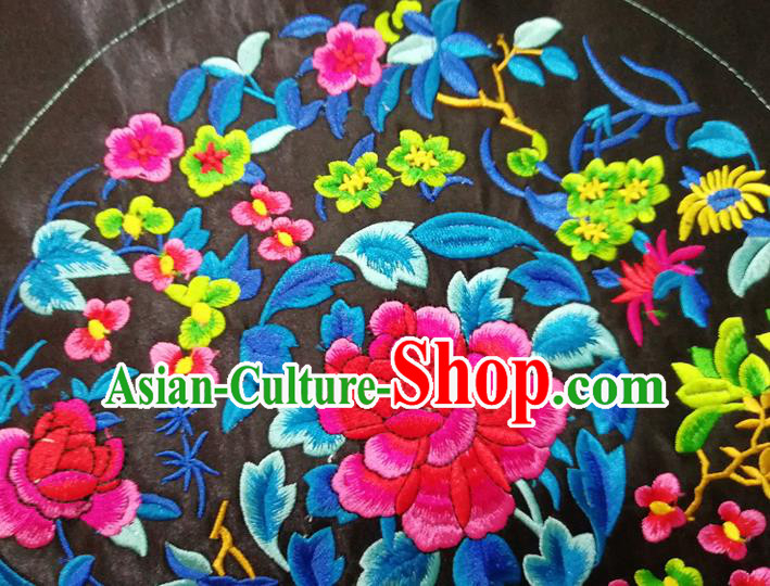 Chinese Traditional Embroidered Peony Patch Cloth Decoration Embroidery Craft Embroidered Accessories