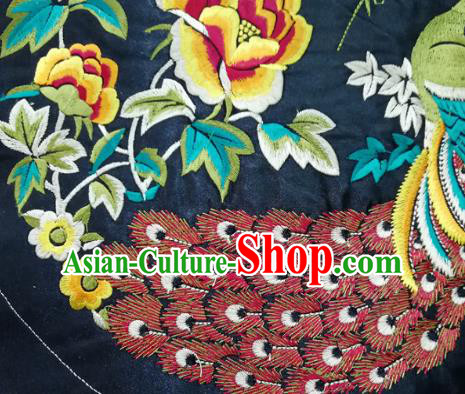 Chinese Traditional Embroidered Peacock Peony Pattern Cloth Patch Decoration Embroidery Craft Embroidered Accessories