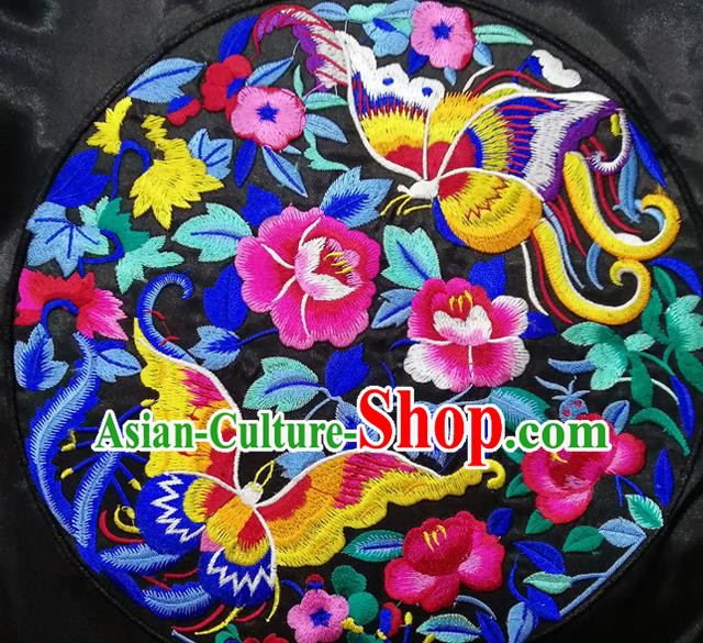 Chinese Traditional Embroidered Flowers Butterfly Pattern Cloth Patch Decoration Embroidery Craft Embroidered Accessories