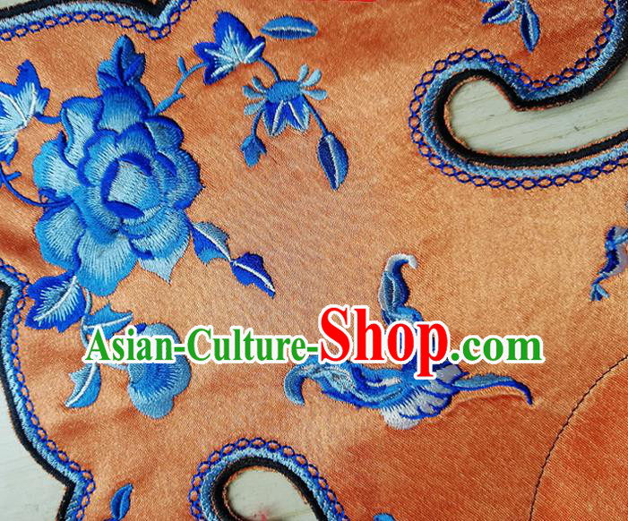 Chinese Traditional Embroidered Peony Butterfly Pattern Orange Collar Patch Decoration Embroidery Craft Embroidered Accessories