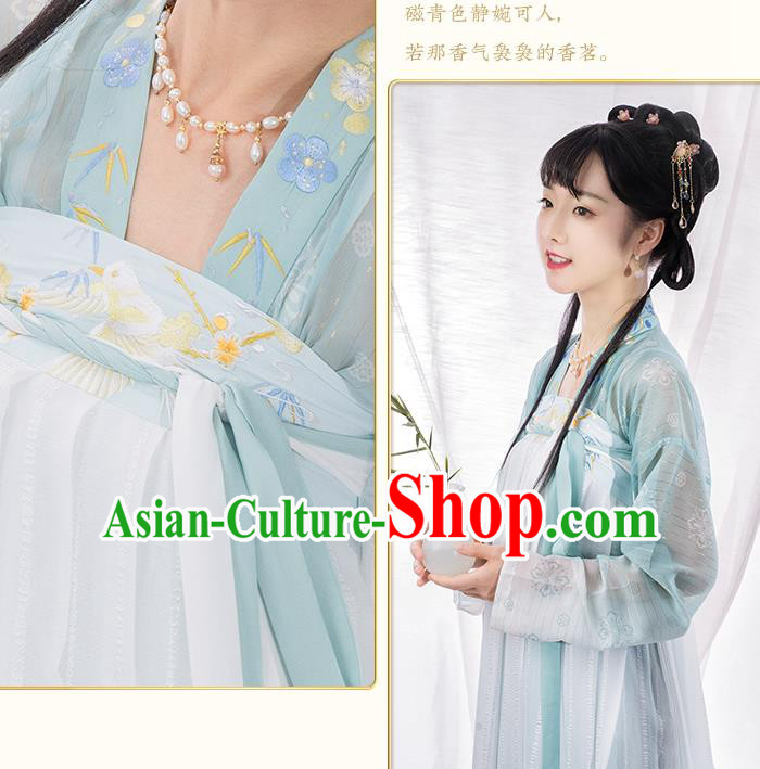 Top Chinese Traditional Tang Dynasty Noble Infanta Hanfu Apparels Ancient Royal Princess Historical Costumes Blouse and Long Skirt Complete Set