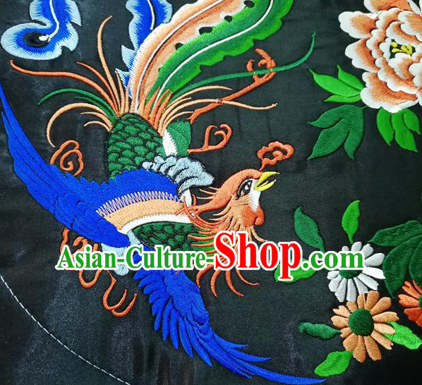 Chinese Traditional Embroidered Phoenix Peony Pattern Round Patch Decoration Embroidery Craft Embroidered Accessories