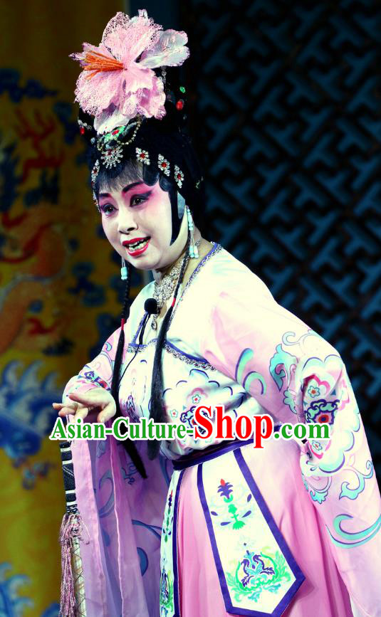 Chinese Sichuan Opera Highlights Goddess Garment Costumes and Headdress Three Tricks Bai Mudan Traditional Peking Opera Hua Tan Dress Flowers Fairy Apparels
