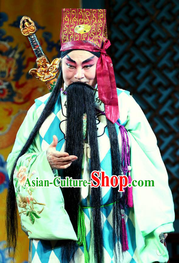 Three Tricks Bai Mudan Chinese Sichuan Opera Laosheng Apparels Costumes and Headpieces Peking Opera Highlights Elderly Male Garment Taoist Lv Dongbin Clothing