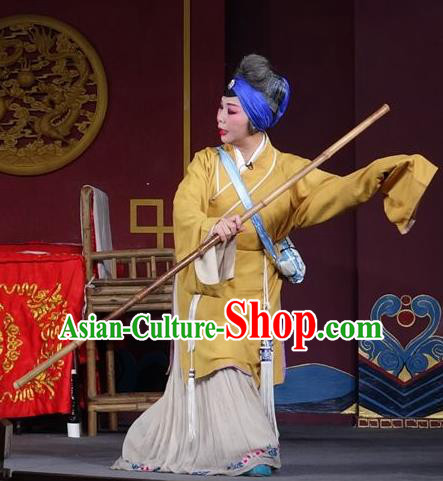 Chinese Sichuan Opera Highlights Pantaloon Garment Costumes and Headdress Chun Hua Zou Xue Traditional Peking Opera Dame Dress Elderly Female Servant Apparels