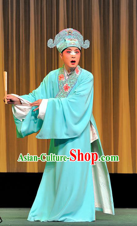 Chinese Sichuan Opera Young Male Apparels Costumes and Headpieces Peking Opera Highlights Xiaosheng Garment Scholar Qiao Xi Clothing