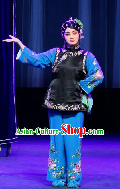 Chinese Sichuan Opera Highlights Female Servant Garment Costumes and Headdress Traditional Peking Opera Dress Maid Lady Apparels