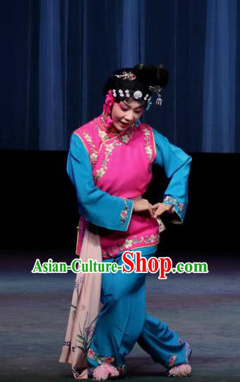 Chinese Sichuan Opera Highlights Maid Lady Garment Costumes and Headdress Traditional Peking Opera Xiaodan Dress Servant Girl Apparels
