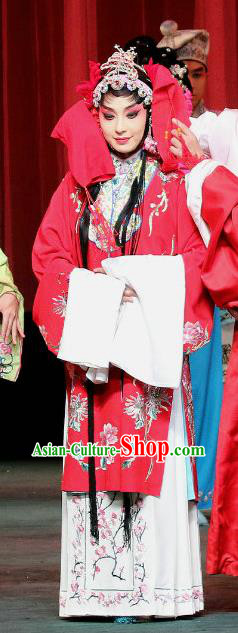 Chinese Sichuan Opera Highlights Bride Garment Costumes and Headdress Traditional Peking Opera Young Beauty Red Dress Hua Tan Apparels