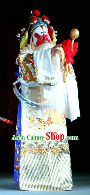 Er Jin Gong Chinese Sichuan Opera Painted Role Apparels Costumes and Headpieces Peking Opera Highlights Elderly Male Garment Official Yang Bo Clothing