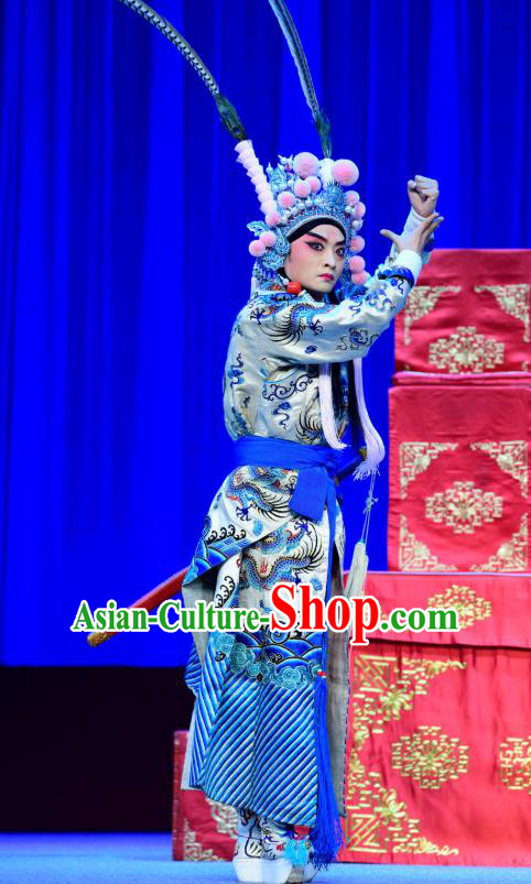Bei Mang Mountain Chinese Sichuan Opera Martial Male Apparels Costumes and Headpieces Peking Opera Highlights Wusheng Garment Prince Ji Shudai Clothing